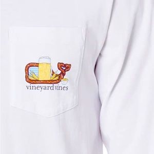 Vineyard Vines Tee Whale Design🍺 Beer & Pretzel 🥨 LS T-Shirt